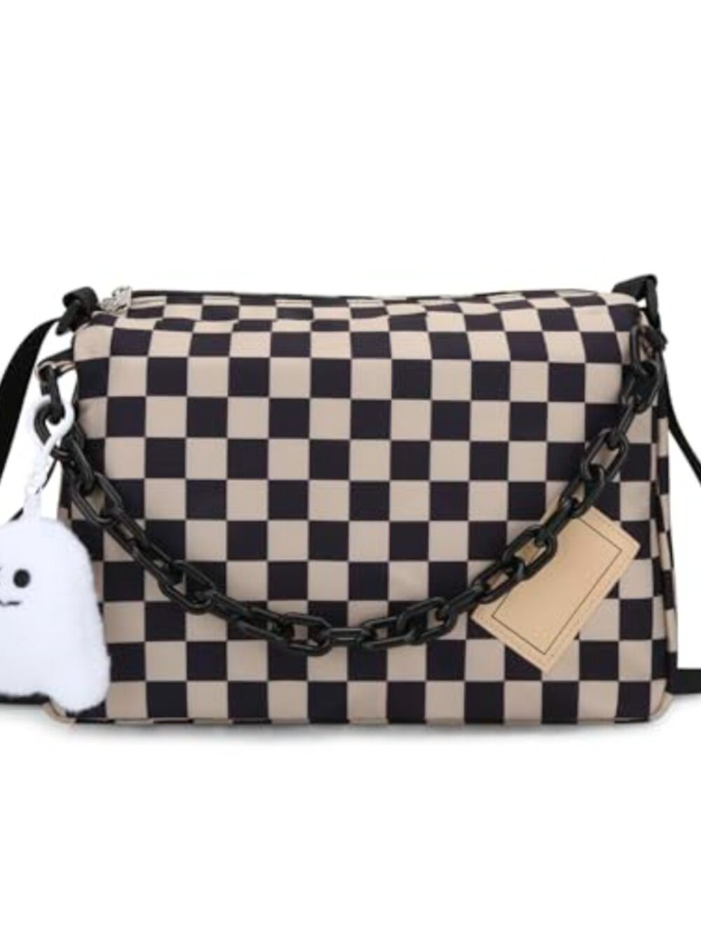 DOB SECHS Checkered Nylon Crossbody Bag Messenger Purse for Women